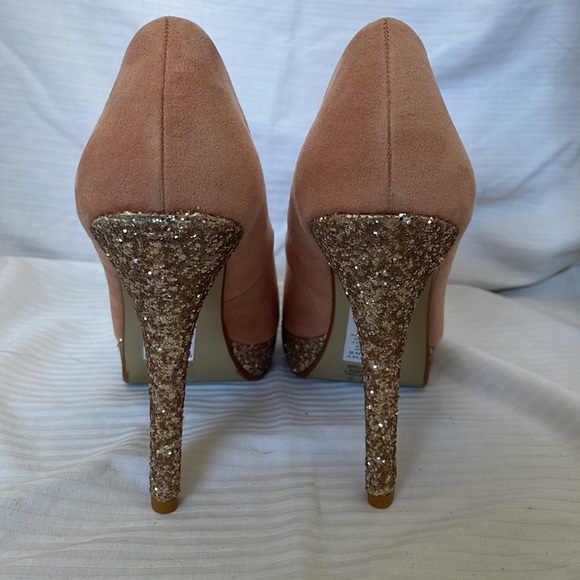 Dorothy Perkins. 4 inch platform heels. Peachy colour with sparkles. UK 8 - Picture 5 of 5